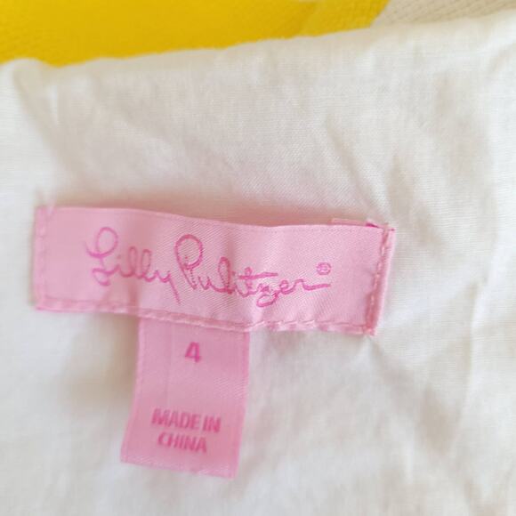 Lilly Pulitzer Linen Shift Dress Yellow Polka Dot Mod Buttons Sleeveless 4 - Picture 11 of 13